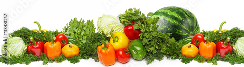 Different fresh tasty vegetables isolated on white.
