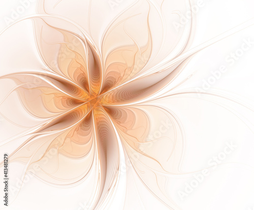 Abstract golden beige fractal flower on white background © svetlanass13