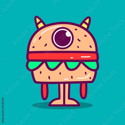 cute doodle monster designs for coloring, backgrounds, stickers, logos, symbol, icons and more