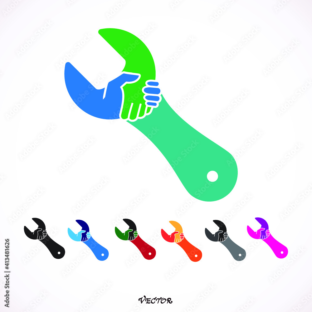 Wrench icon, handshake Wrench icon, handshake