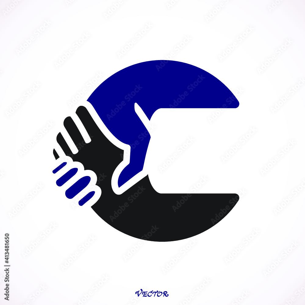 Hand Shake Incorporated in Letter C Concept. Hand Shake Incorporated in Letter C Concept.