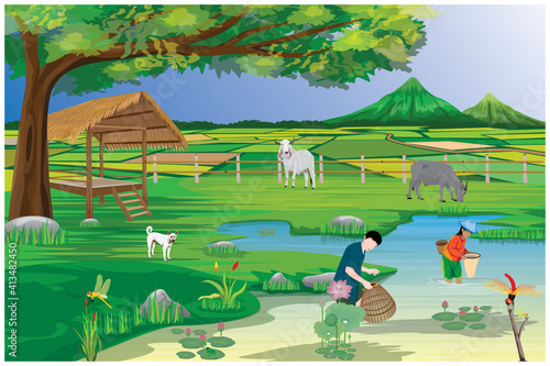 lifestyle of people at countryside vector design