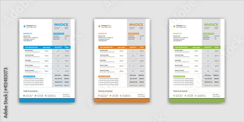 Minimal Corporate Business Invoice design template vector illustration bill form price invoice. Creative invoice template vector. business stationery design payment agreement design template