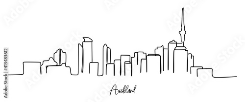 Auckland Skyline - Continuous one line drawing