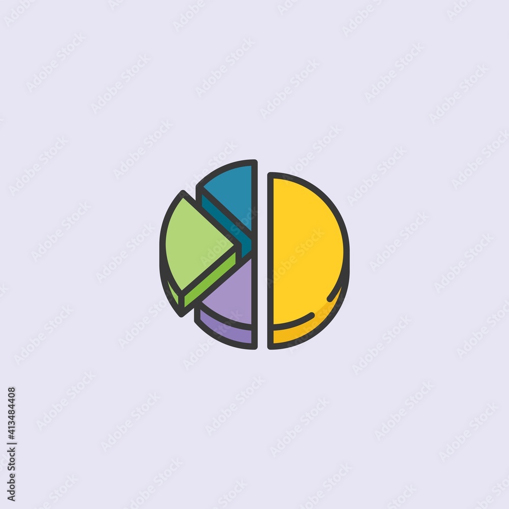 Vector illustration of flat diagram icon in blue, red, green, yellow and purple color Vector illustration of flat diagram icon in blue, red, green, yellow and purple color