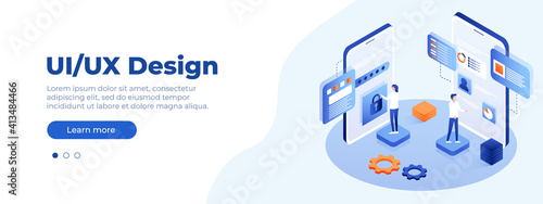 UI/UX design concept. Banner vector isometric illustration, ui concept for your website. Vector illustration EPS 10