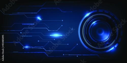 Abstract futuristic tech HUD digital interface and background with hi tech grid line circuit.Vector illustrations.