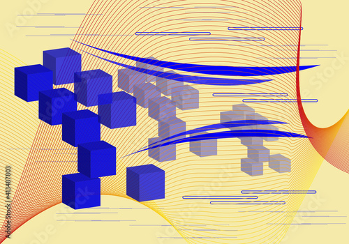 Abstract background of cubes and geometric shapes Vector illustration