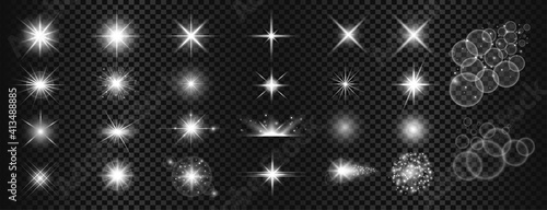 white sparkles and lens flare big set