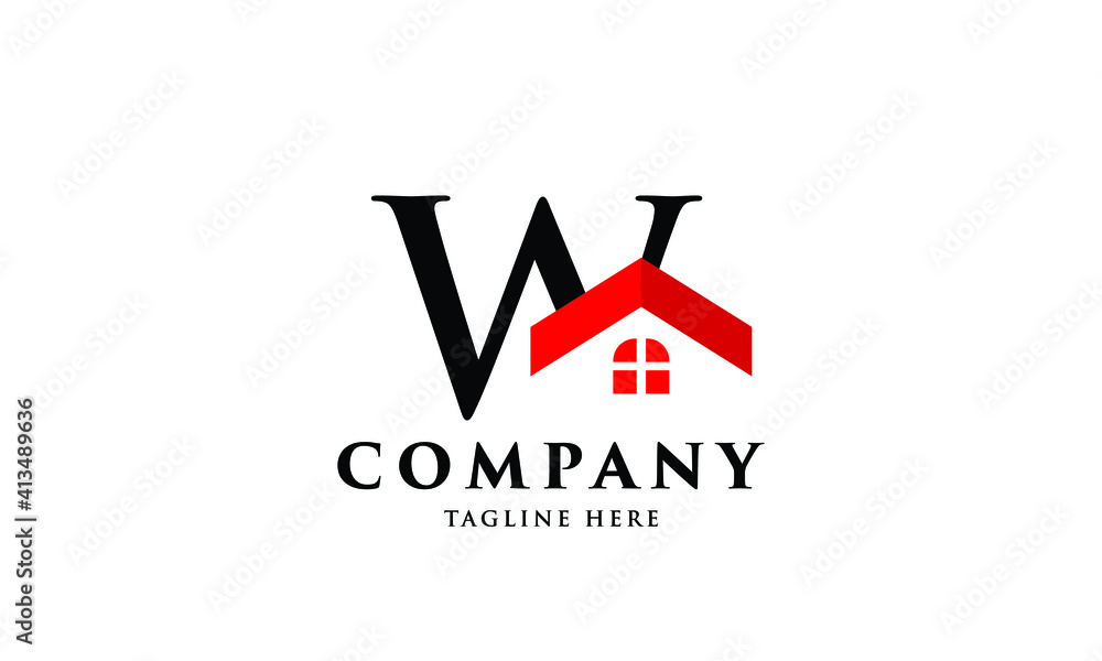 Initial house logo Simple Modern Red for real estate Initial house logo Simple Modern Red for real estate