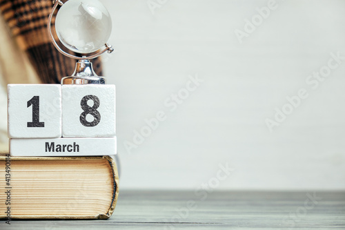 18 eighteenth day of Spring month calendar march with copy space.