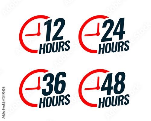 various time stickers with time 12, 24, 36 and 48 hours
