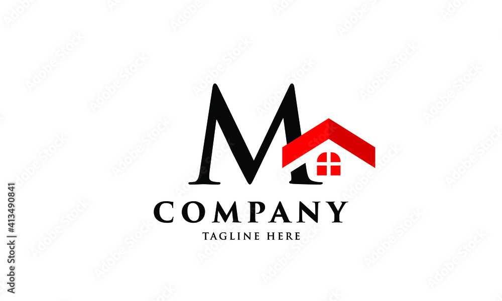 Initial house logo Simple Modern Red for real estate Initial house logo Simple Modern Red for real estate