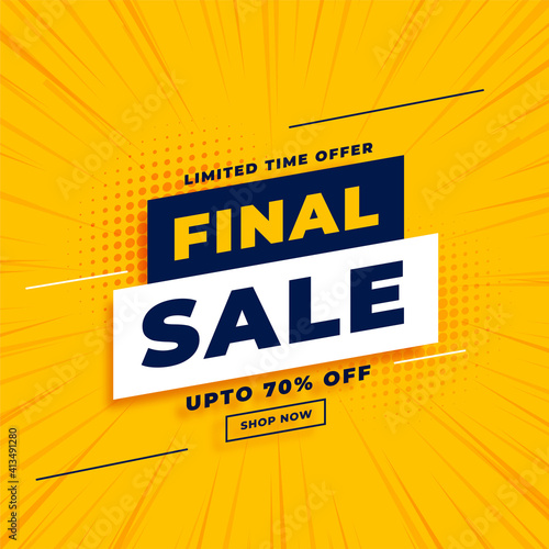 final sale yellow banner with offer details