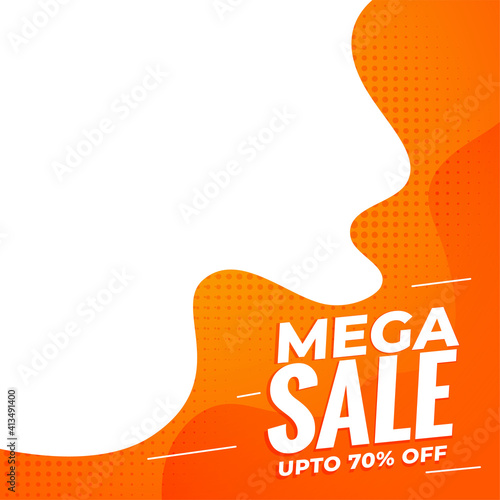 mega sale orange banner with text space