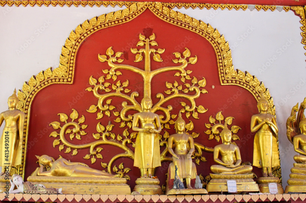 thailand travel religious temple background golden figure