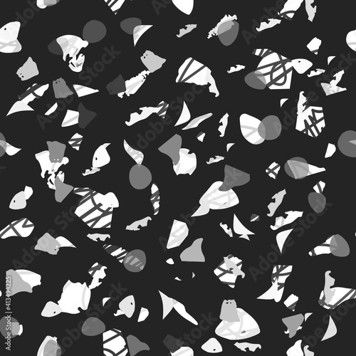 Terrazzo seamless pattern. Black and white classic