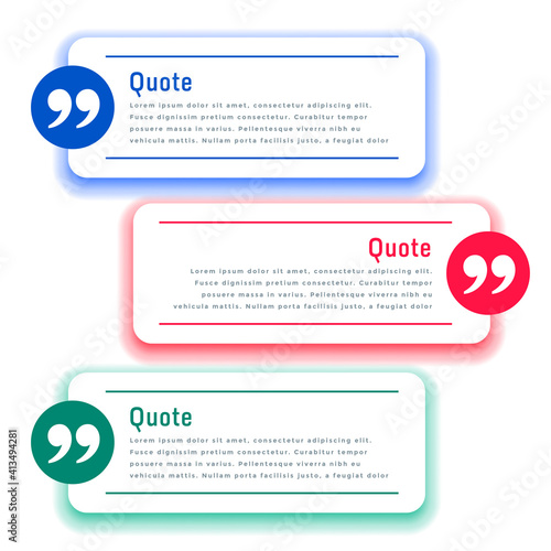 testimonial boxes or quotes template in three colors