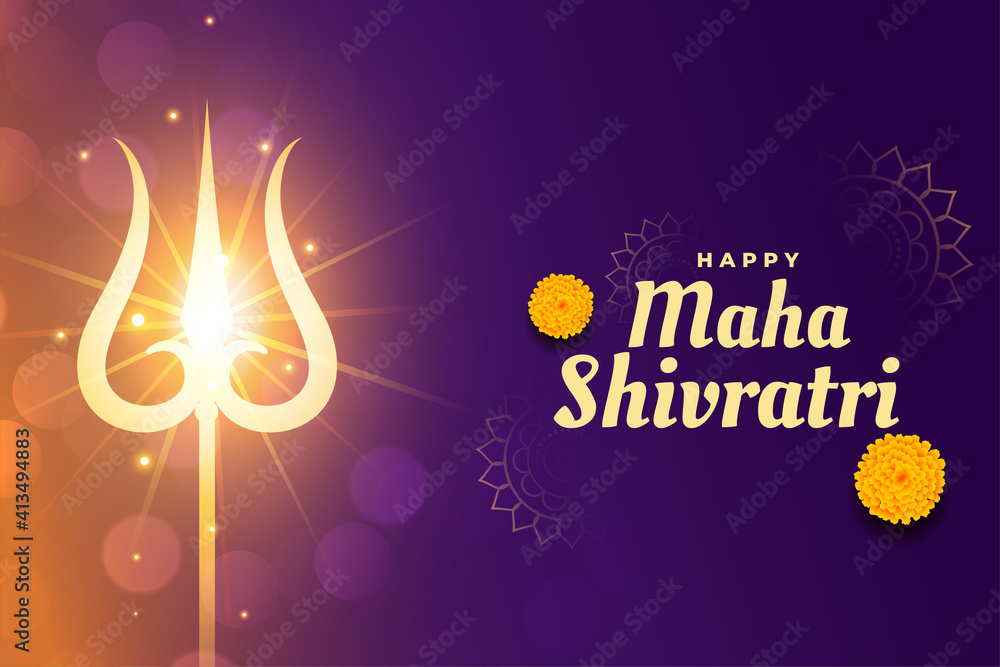 maha shivratri background with glowing trishul