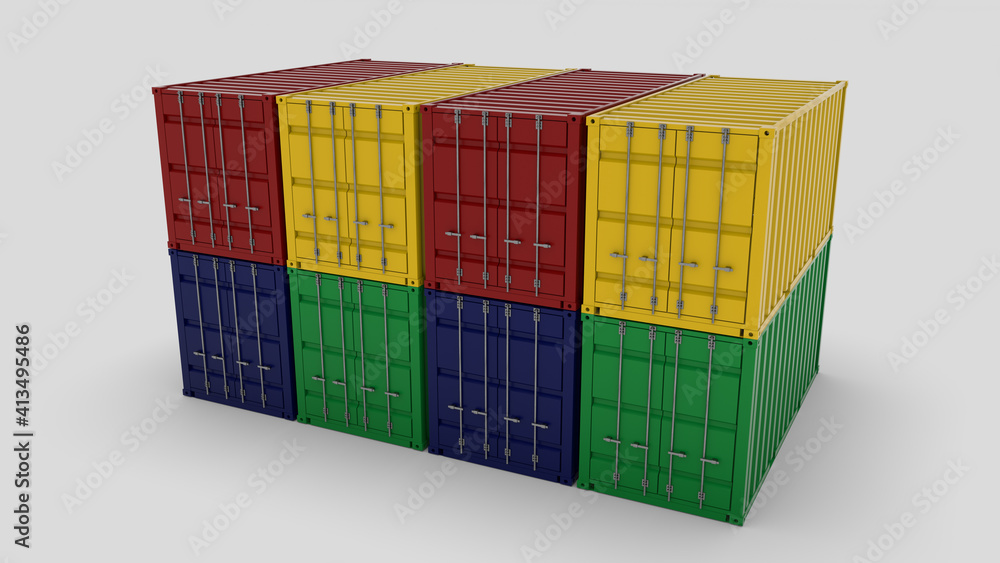 Obraz premium colored freight container - Concept trade - import and export - 3D illustration