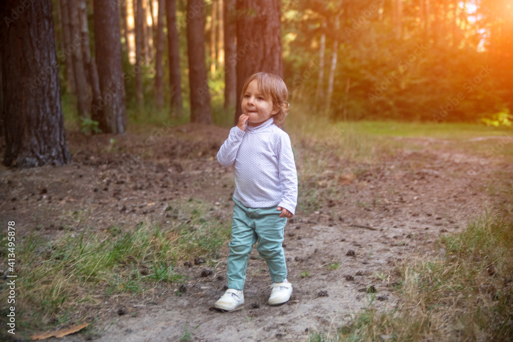 adorable toddler walks in the woods adorable toddler walks in the woods