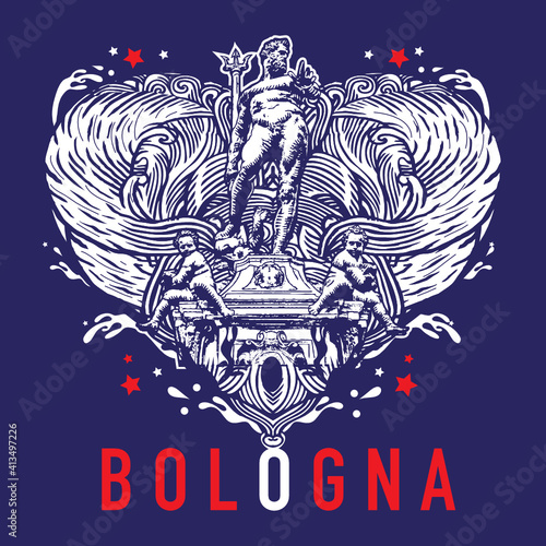 Zeus God Ocean Illustration City of Bologna