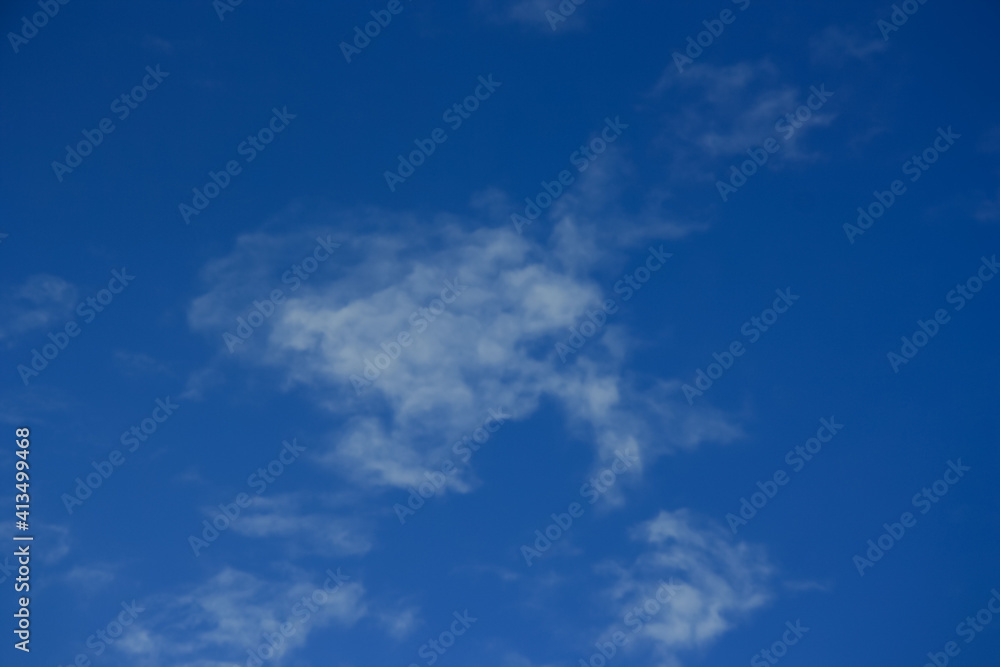 There are cumulus clouds in the dark blue sky today. February, 12.2021.