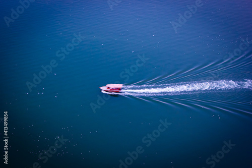 Red Boat in Blue Lake  © Ahmad Al Hussaini