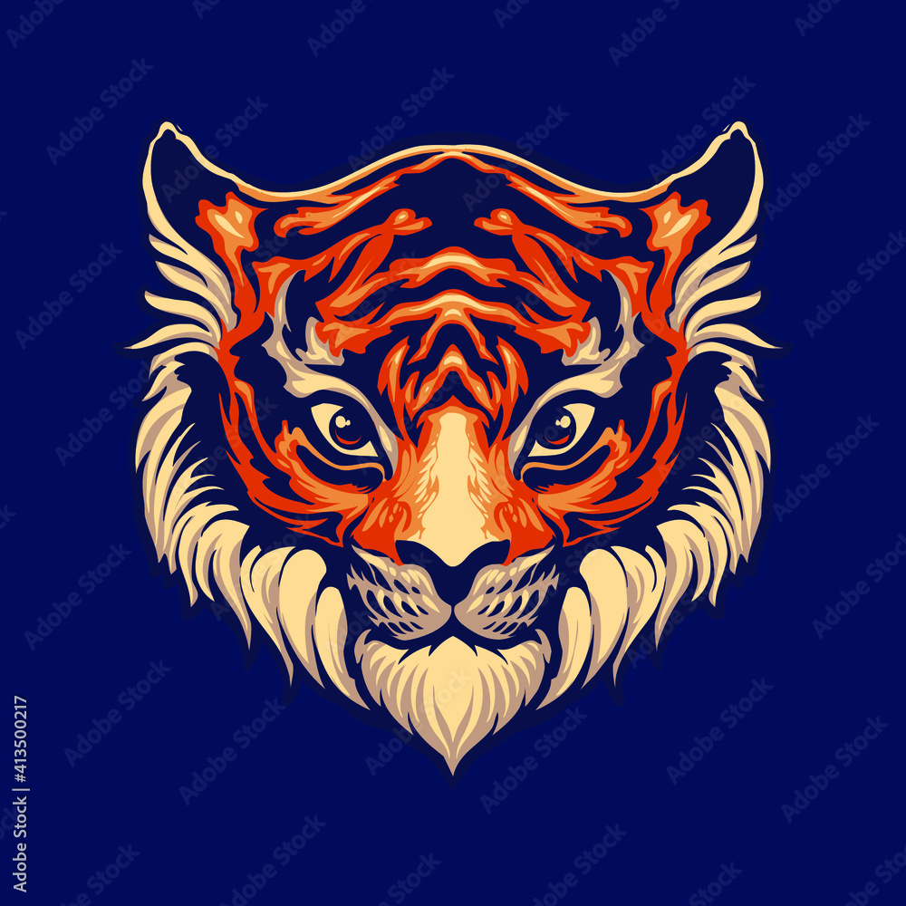 Fototapeta cute tiger head vector illustration