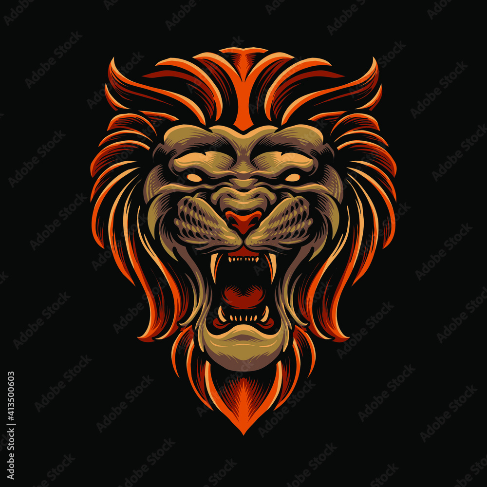 scary lion head vector illustration scary lion head vector illustration