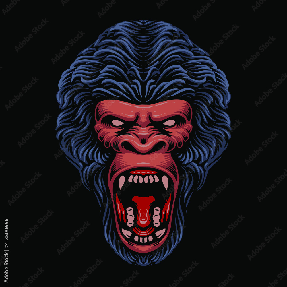 dark gorilla head vector illustration dark gorilla head vector illustration