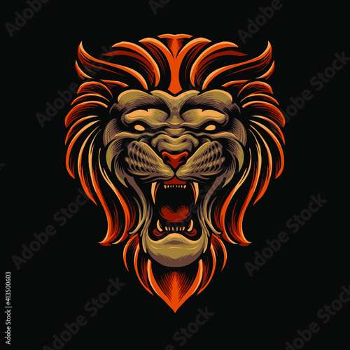 scary lion head vector illustration
