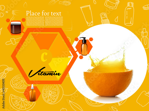 Tasty cut orange with splas...