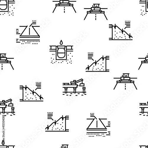 Road Construction Vector Seamless Pattern Thin Line Illustration