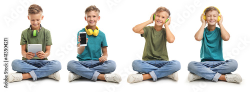 Collage of little boy with ...
