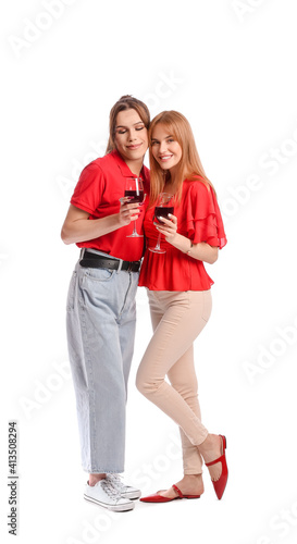 Two happy young women celeb...