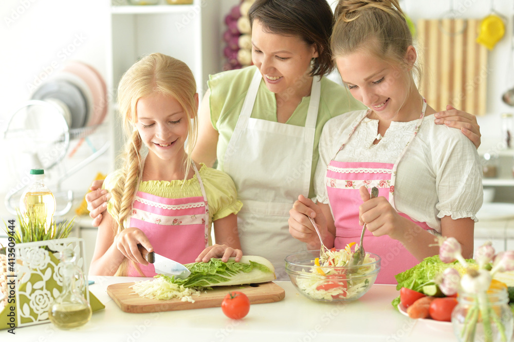 Cute girls with mother Cute girls with mother