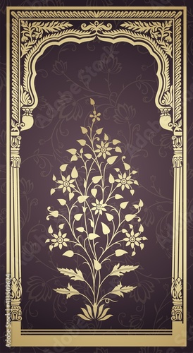 wedding card design, paisley floral pattern , India	