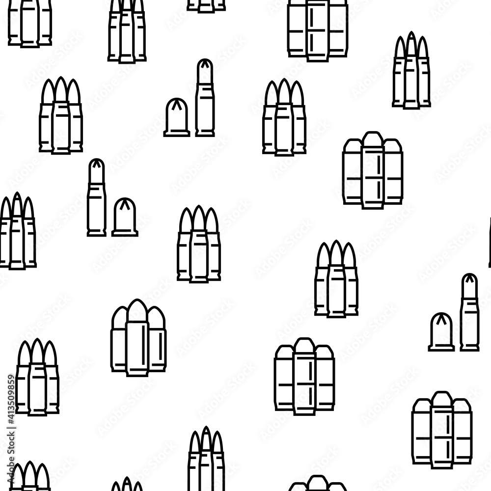 Bullet Ammunition Vector Seamless Pattern Thin Line Illustration Bullet Ammunition Vector Seamless Pattern Thin Line Illustration