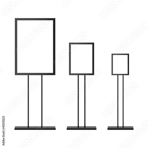 Floor Standing Display and Sign Stand for Advertising, Isolated on White Background. Vector Illustration