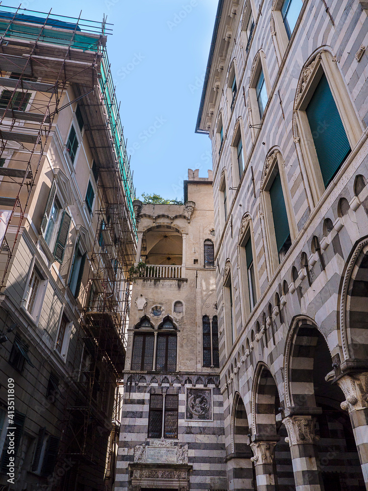 Genoa Italy is a city full of wonderful architecture and historic palaces.These contrast with the narrow alleys in the old city. Statues and churches  are everywhere. It is a city that needs exploring