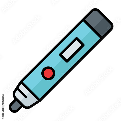 3Doodler concept, 3d pen vector color icon design, additive manufacturing Symbol on white background