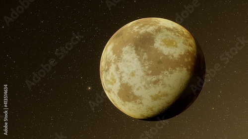 Earth-like planet, Earth-type planet, exo-planet in outer space, alien planet in far space 3d render