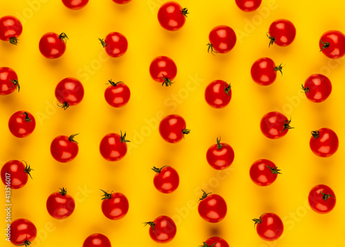 Cherry tomato, Healthy eating and vegetarianism. Color background.