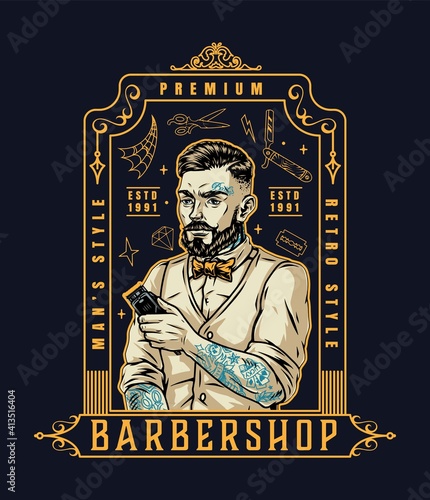 Barbershop vintage emblem