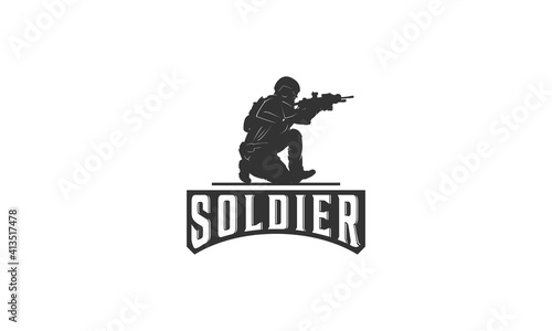 logo of a soldier aiming at the target