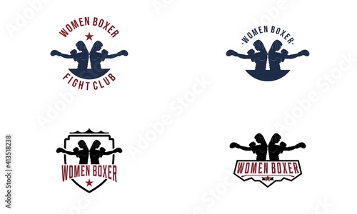 women boxer logo in white background