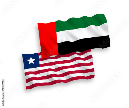 Flags of Liberia and United Arab Emirates on a white background