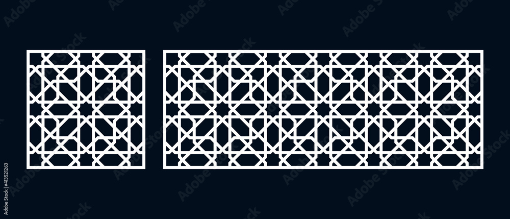 Set of templates of Islamic pattern for laser cutting or paper cut. Vector illustration. Set of templates of Islamic pattern for laser cutting or paper cut. Vector illustration.