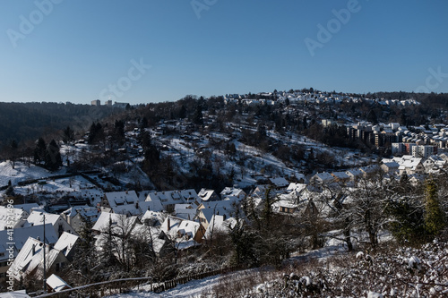 Overlook of An Snow-Covered Residential District